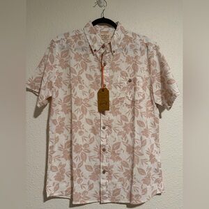 Weatherproof Men's Short-Sleeve Button-Down Shirt in Cream and Tan Floral